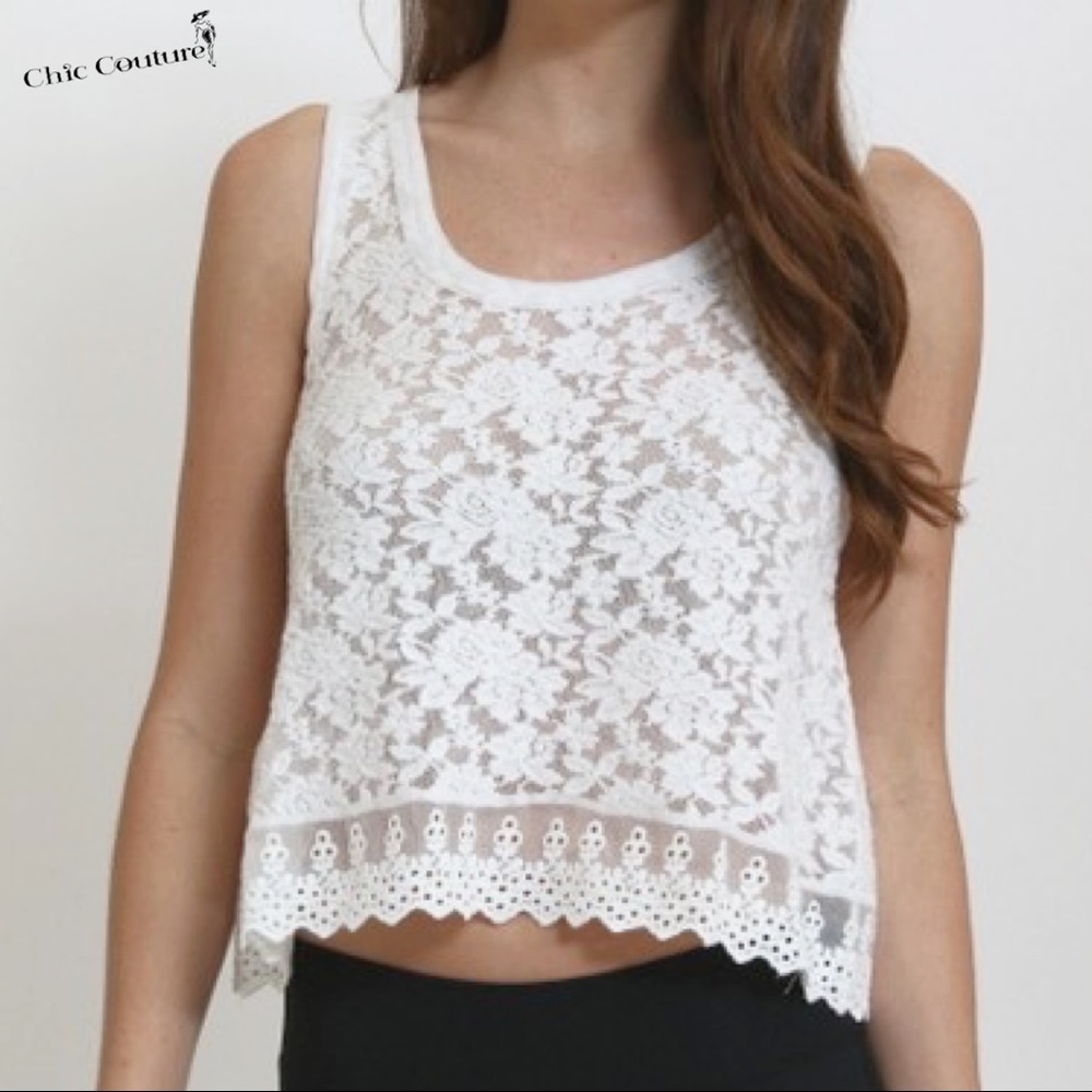Cream Lace Tank